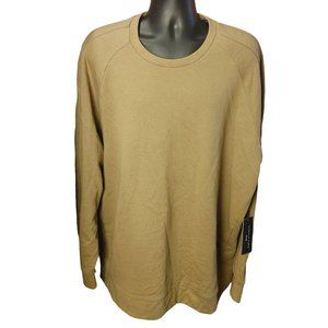 Shaquille O'Neal Men's Tan French Terry Crew Neck Long Sleeve Tee 4XLT